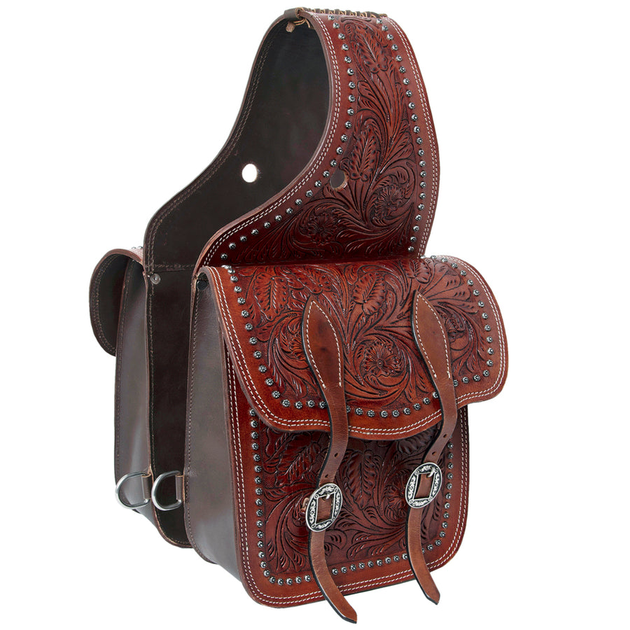 Hilason Western Horse Leather Saddle Bag Heavy duty Traditional Trail Ride - Uhorse