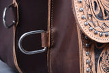 Hilason Floral  Western Horse Leather Saddle Bag Heavyduty Traditional Trail Ride