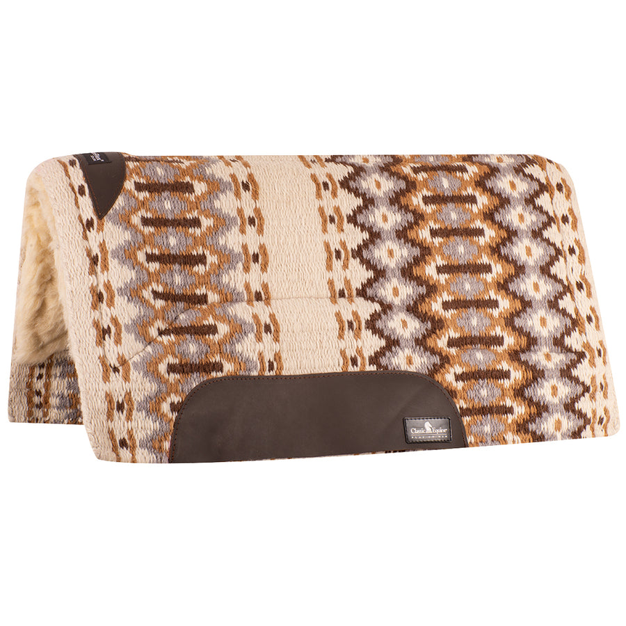 Wool saddle pad with brown and cream geometric pattern - Uhorse