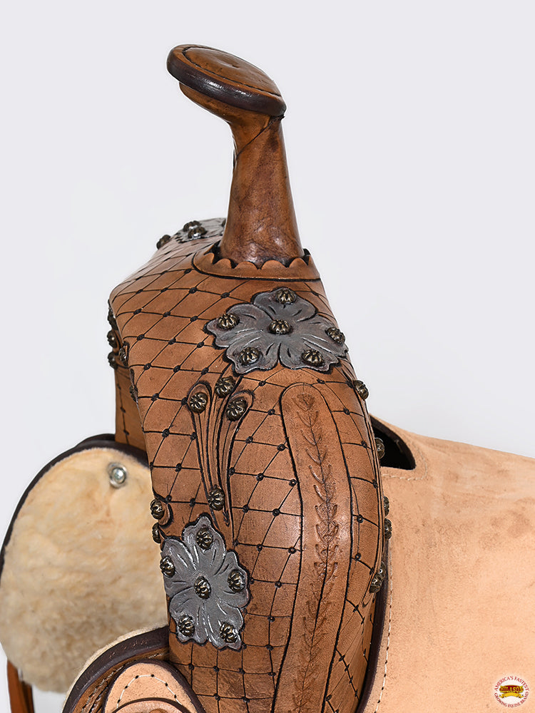 HILASON Flex Tree Western Horse Saddle in American Leather Barrel Trail | for Horses