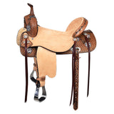 16 In Hilason Western Horse Barrel Flex Trail Saddle American Leather Brown - Uhorse