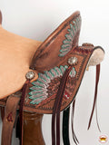 Hilason Western Horse Barrel Flex Trail Saddle American Leather Brown
