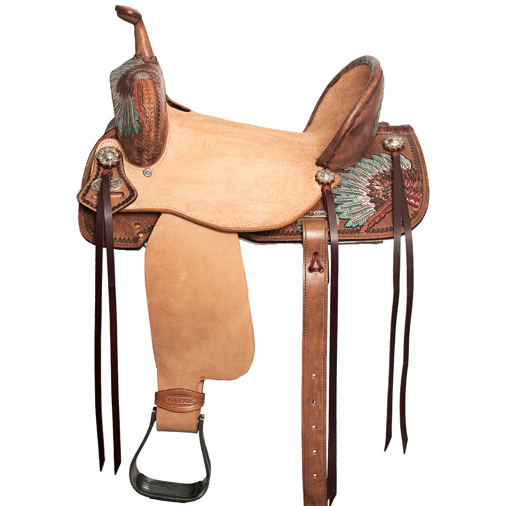 HILASON Flex Tree Western Horse Saddle in American Leather Barrel Trail | Leather Saddle | Western Saddle | Saddle for Horses | Horse Saddle Western