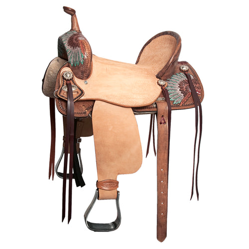 HILASON Flex Tree Western Horse Saddle in American Leather Barrel Trail | for Horses