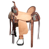 17 In Hilason W. H. Barrel Flex Trail Saddle American Leather Brown – by Hilason – Cowboy and equestrian accessories