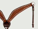 HILASON Western Horse Genuine Leather Headstall & Breast Collar With Side Buck Stitch Brown