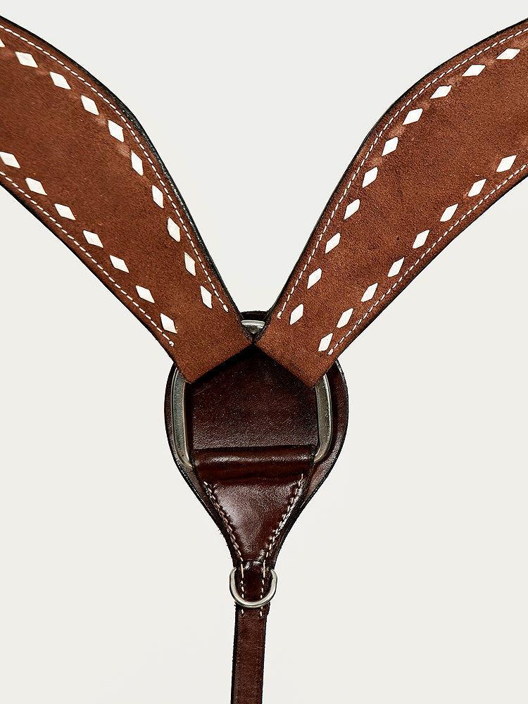 HILASON Western Horse Genuine Leather Headstall & Breast Collar With Side Buck Stitch Brown | for horses set headstalls