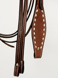 HILASON Western Horse Genuine Leather Headstall & Breast Collar With Side Buck Stitch Brown