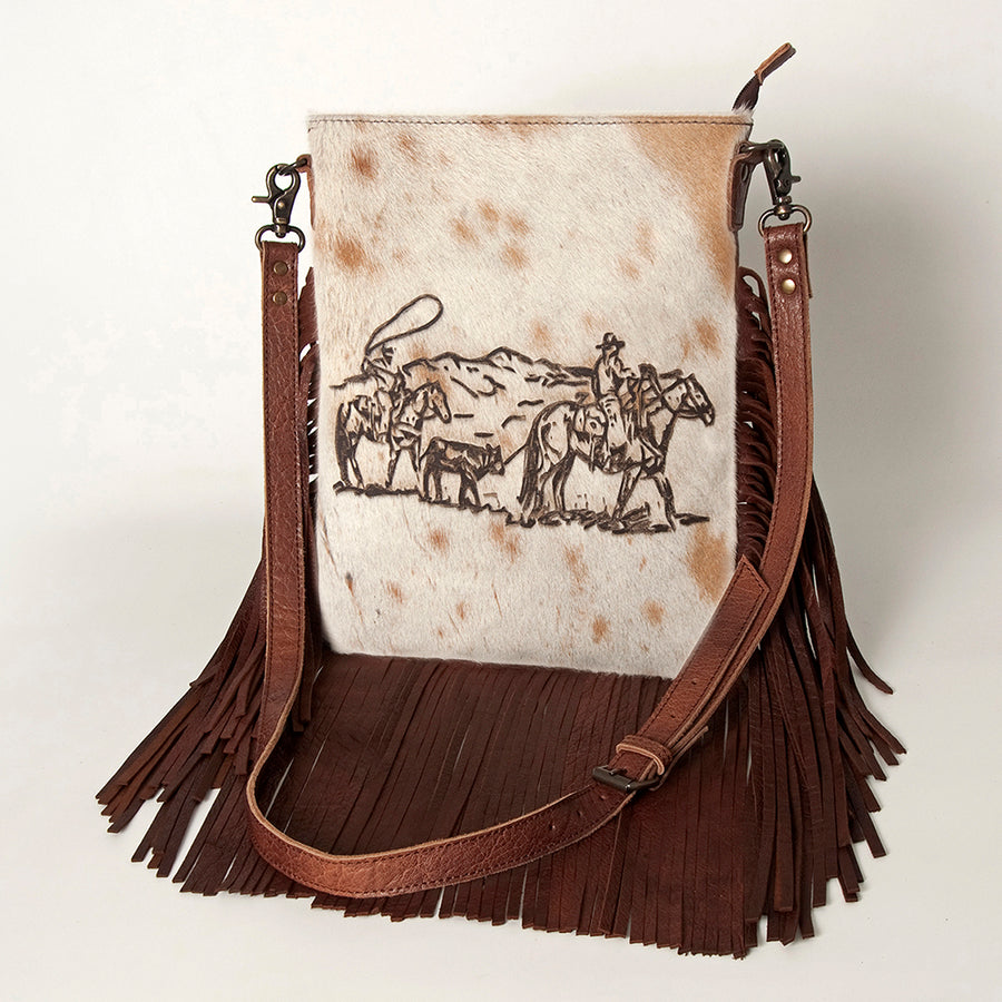 American Darling Large Crossbody Hair On Genuine Leather Western Women Bag Handbag Purse | Cute - Uhorse