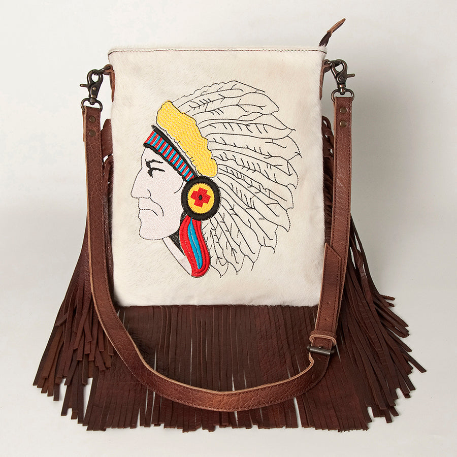 American Darling Messenger Hand Tooled Hair On Genuine Leather Western Women Bag Handbag Purse | Cute
