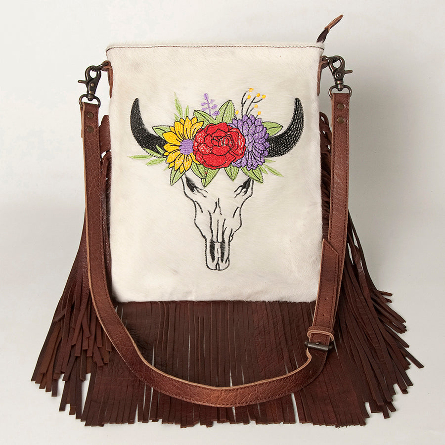 American Darling Messenger Hand Tooled Hair On Genuine Leather Western Women Bag Handbag Purse | Cute