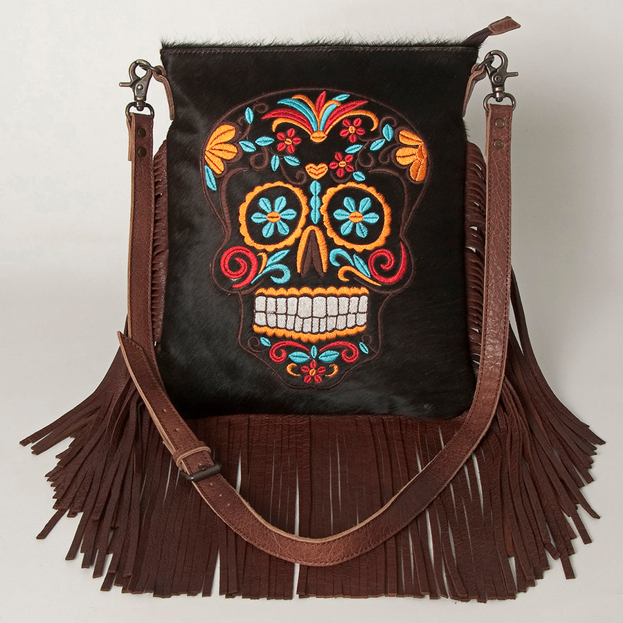 American Darling Messenger Hand Tooled Hair On Genuine Leather Western Women Bag Handbag Purse | Cute