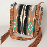 American Darling Large Crossbody Bag Saddle Blanket Fabric Genuine Leather Western Women Handbag Purse | Cute