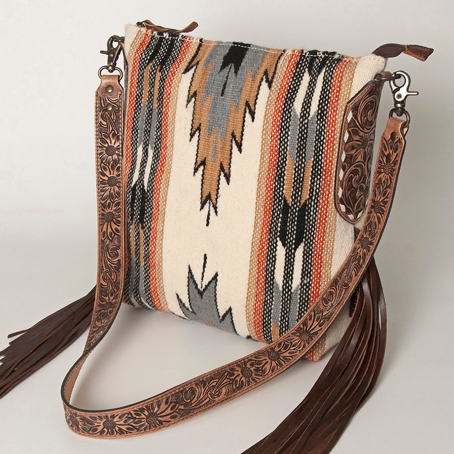 American Darling Handcrafted Hand Tooled Leather Saddle Blanket Cross body Bag - Uhorse