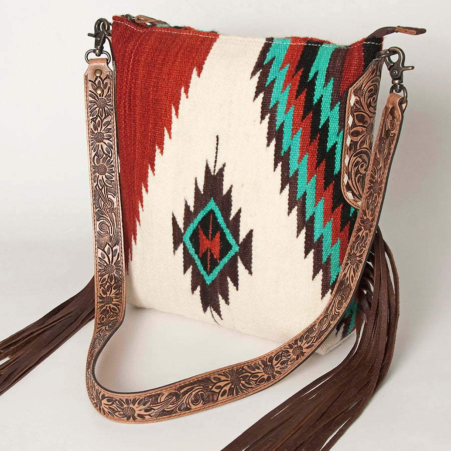 American Darling Handcrafted Hand Tooled Leather Saddle Blanket Cross body Bag - Uhorse