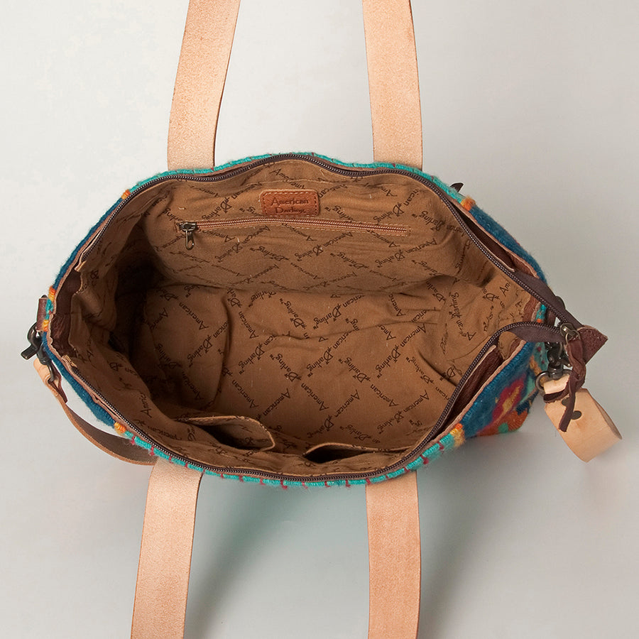 American Darling Tote Bag Hand Woven Saddle Blanket Genuine Leather Western Purse Large Shoulder Bag with YKK Zipper
