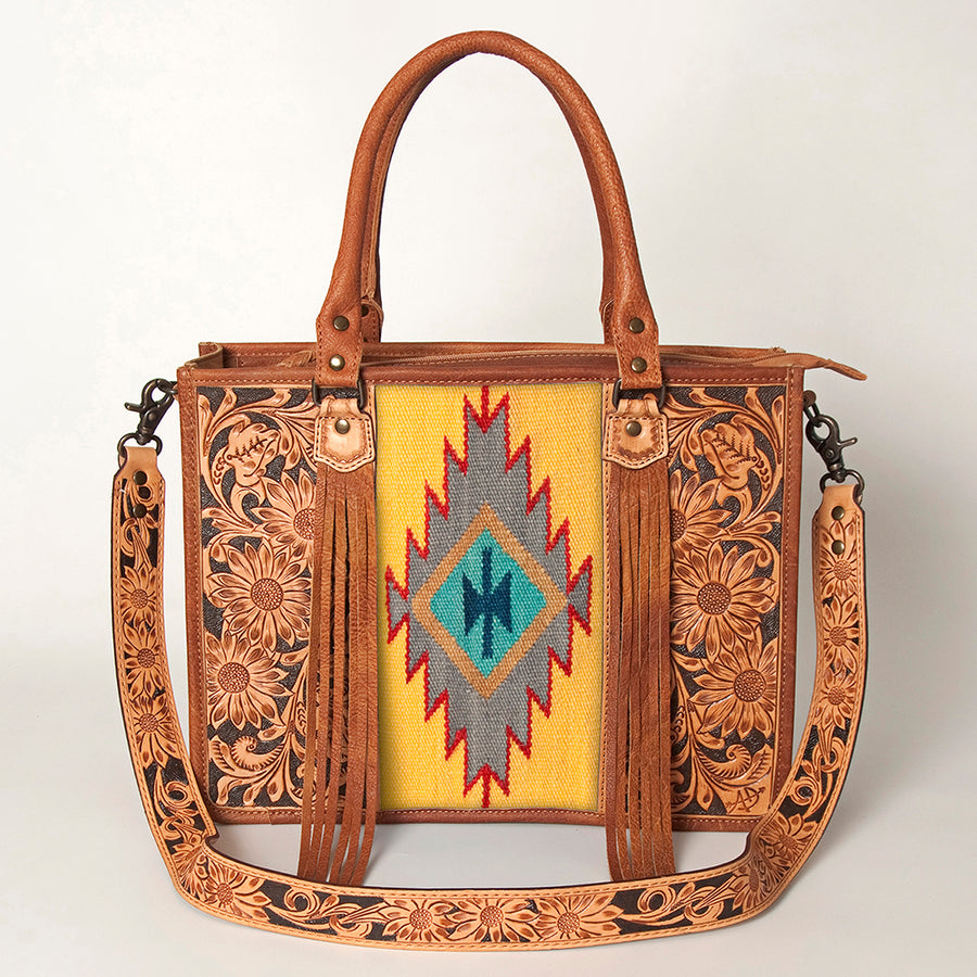 American Darling Briefcase Hand Tooled Hair On Genuine Leather Western Women Bag Handbag | for Cute Laptop