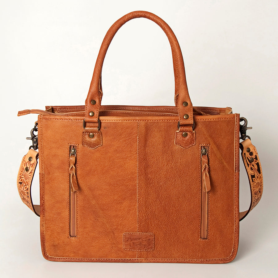 American Darling Briefcase Hand Tooled Hair On Genuine Leather Western Women Bag Handbag | for Cute Laptop