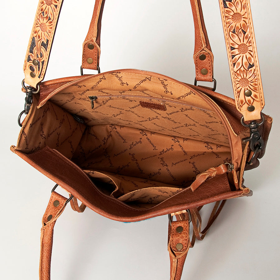 American Darling Briefcase Hand Tooled Hair On Genuine Leather Western Women Bag Handbag | for Cute Laptop