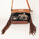 American Darling Clutch Hand Tooled Hair on Genuine Leather W. Women
