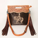 American Darling Clutch Hand Tooled Saddle Blanket Fabric Genuine Leather Western Women Bag Handbag Purse | Purses for Cute