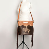 American Darling Clutch Hand Tooled Hair on Genuine Leather W. Women