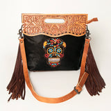 American Darling Clutch Hand Tooled Hair on Genuine Leather Western Women Bag Handbag Purse | Purses for Cute