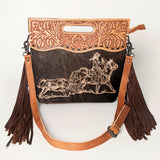 American Darling Clutch Hand Tooled Saddle Blanket Fabric Genuine Leather Western Women Bag Handbag Purse | Purses for Cute