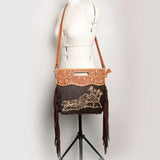 American Darling Clutch Hand Tooled Hair on Genuine Leather W. Women