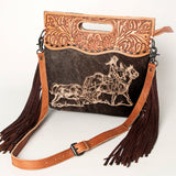 American Darling Clutch Hand Tooled Hair on Genuine Leather Western Women Bag Handbag Purse | Purses for Cute