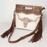 American Darling Clutch Hand Tooled Hair on Genuine Leather Western Women Bag Handbag Purse | Purses for Cute - Uhorse