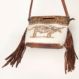 American Darling Clutch Hand Tooled Hair on Genuine Leather W. Women