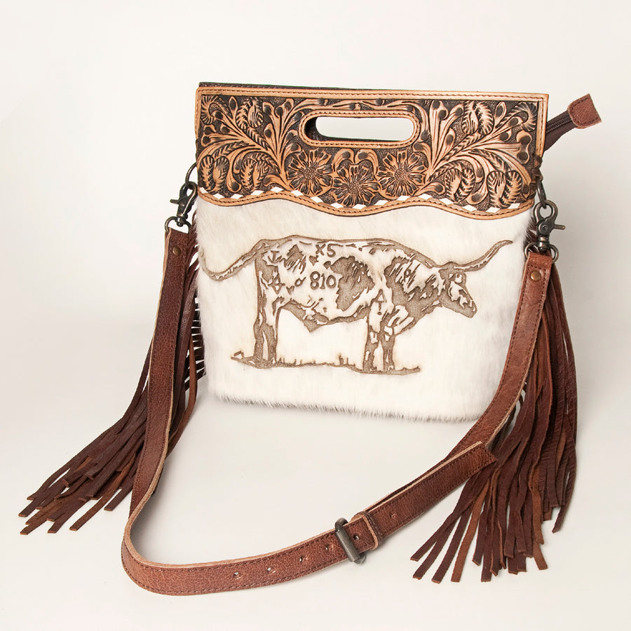 American Darling Clutch Hand Tooled Hair on Genuine Leather Western Women Bag Handbag Purse | Purses for Cute - Uhorse