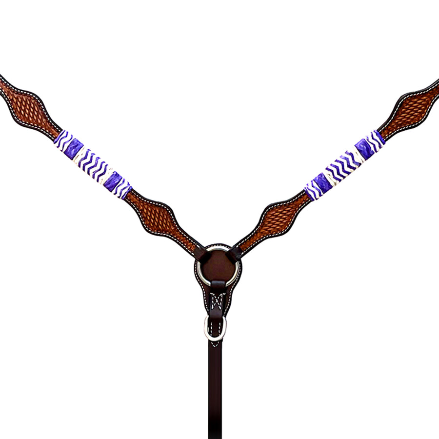 HILASON Western Horse Breast Collar Headstall Rawhide Braided American Leather Brown