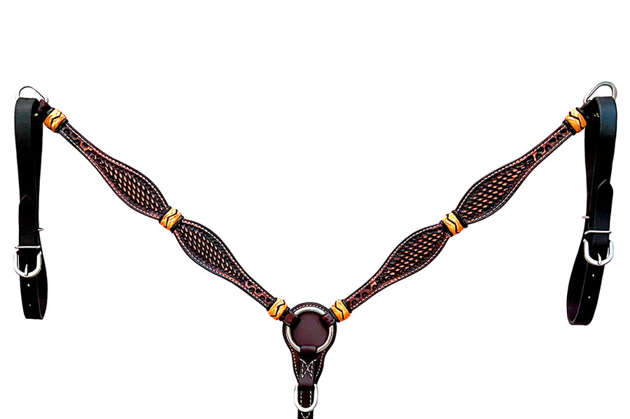 HILASON Western Horse Breast Collar Headstall Rawhide Braided American Leather Brown