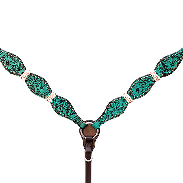 Hilason W. H. Floral Hand Painted American Leather Breast Collar by Hilason – Cowboy and equestrian accessories