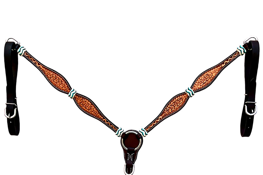 HILASON Western Horse Headstall Rawhide Braided American Leather Tan | Breast Collar Tack Set for Horses
