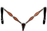 HILASON Western Horse Headstall Rawhide Braided American Leather Tan | Breast Collar Tack Set for Horses