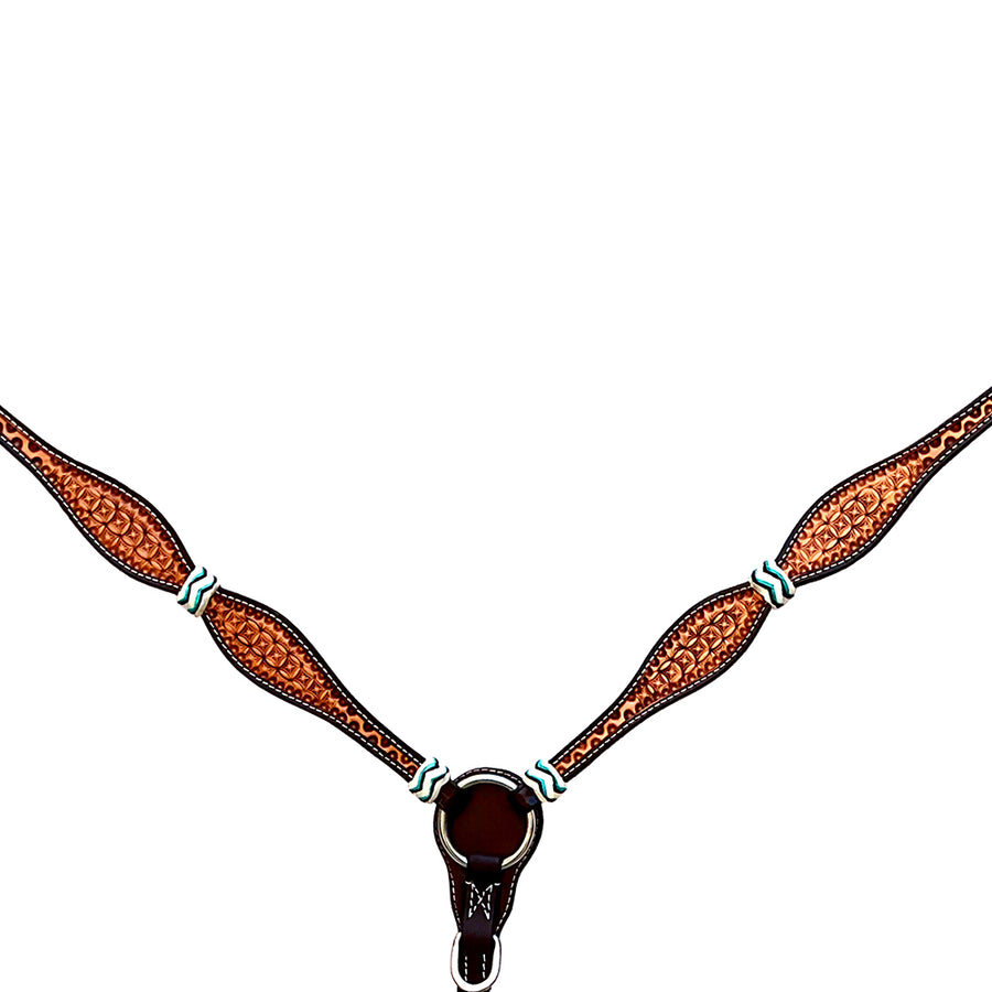 Hilason Western Horse Hand Tooled American Leather Breast Collar Rawhide Braided Brown - Uhorse