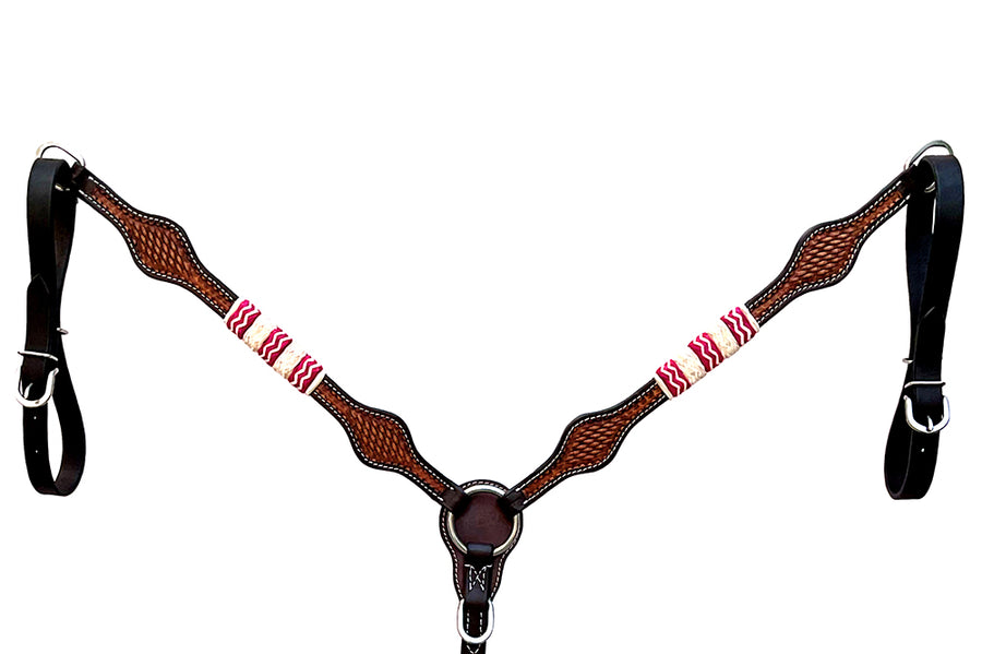 HILASON Western Horse Headstall Rawhide Braided American Leather Brown | Breast Collar Tack Set for Horses