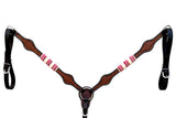 HILASON Western Horse Headstall Rawhide Braided American Leather Brown | Breast Collar Tack Set for Horses