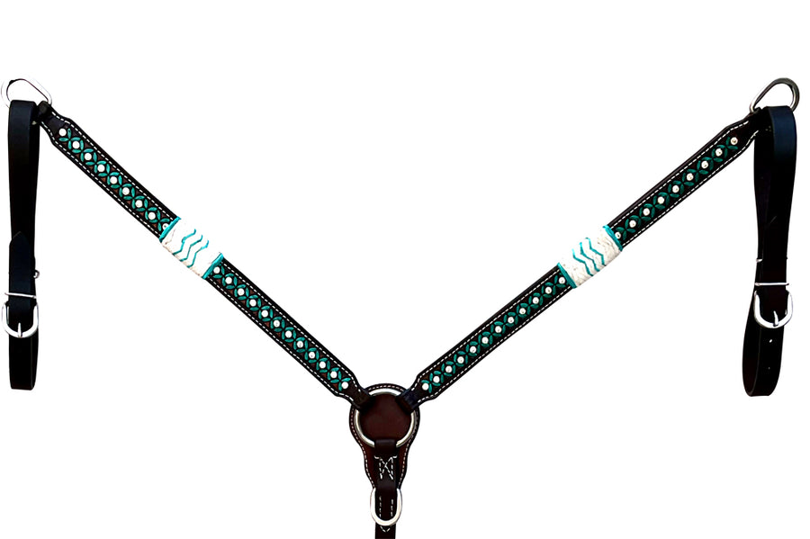 HILASON Western Horse Leather Breast Collar Rawhide Braided American Black | for Horses