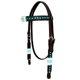 Hilason Western Horse Hand Painted American Leather Headstall Rawhide Braided Brown