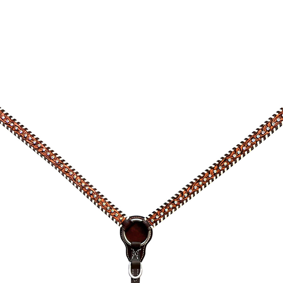 Braided leather breast collar with black hardware - Uhorse