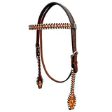 Bar H Equine Genuine Western American Leather Horse Premium Headstall & Breast Collar Set