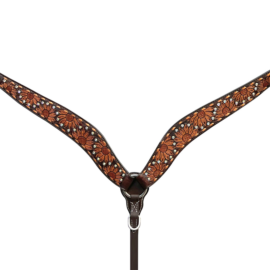 Bar H Equine Genuine Western American Leather Horse Headstall and Breast Collar Set - Uhorse