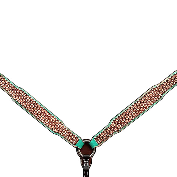 Bar H Equine Horse Genuine Leather Hand Tooled Breast Collar ,Headstall Brown - Uhorse
