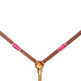 Bar H Equine Horse Genuine Leather Rawhide Stud Breast Collar ,Headstall Tan