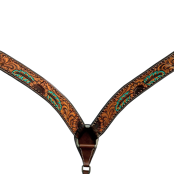 Bar H Equine Genuine Western American Leather Horse Headstall and Breast Collar Set - Uhorse