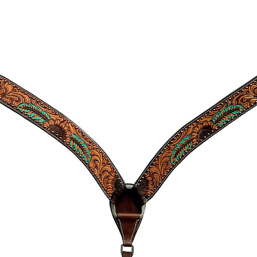 Bar H Equine Genuine Western American Leather Horse Headstall and Breast Collar Set - Uhorse